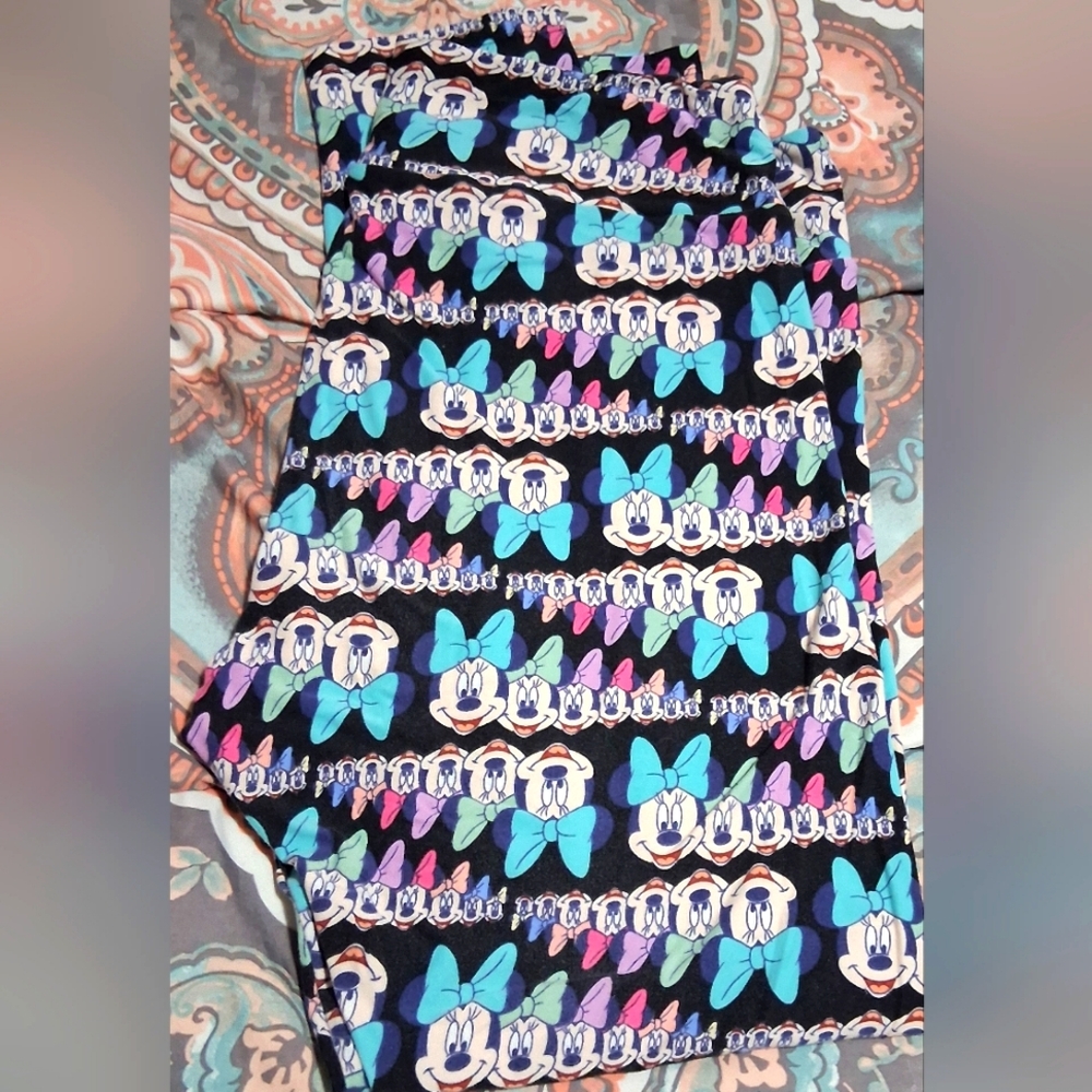 LuLaRoe TC Tall & Curvy Leggings Disnet Minnie Mouse Pink Blue